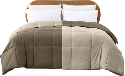 Modern Threads Down Alternative Reversible Comforter Taupe/Champagne King
