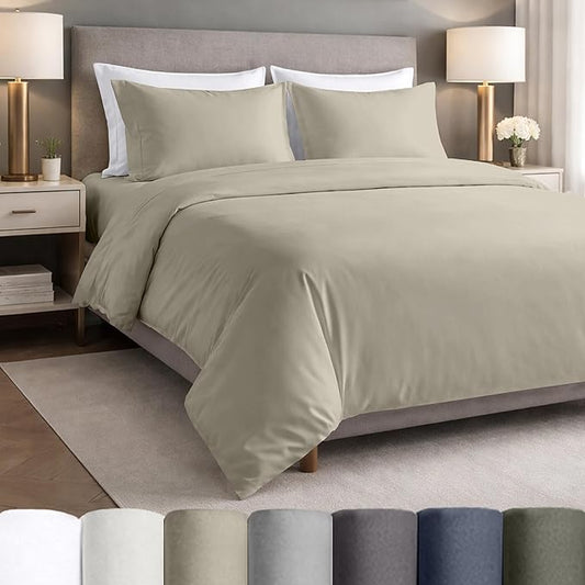 California Design Den Certified 100% Egyptian Cotton Sheets California King Size Set - Lightweight Percale California King Sheet Set with Deep Pockets, Crisp & Durable Luxury Bedding Set - Beige