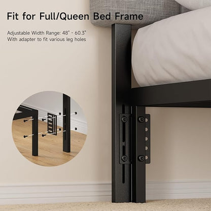 Headboard for Full/Queen Size with LED Light, Upholstered Bed HeadBoard with Storage, Linen Fabric Head Board with Vertical Channel Design, Height Adjustable, Easy to Assemble, Light Grey