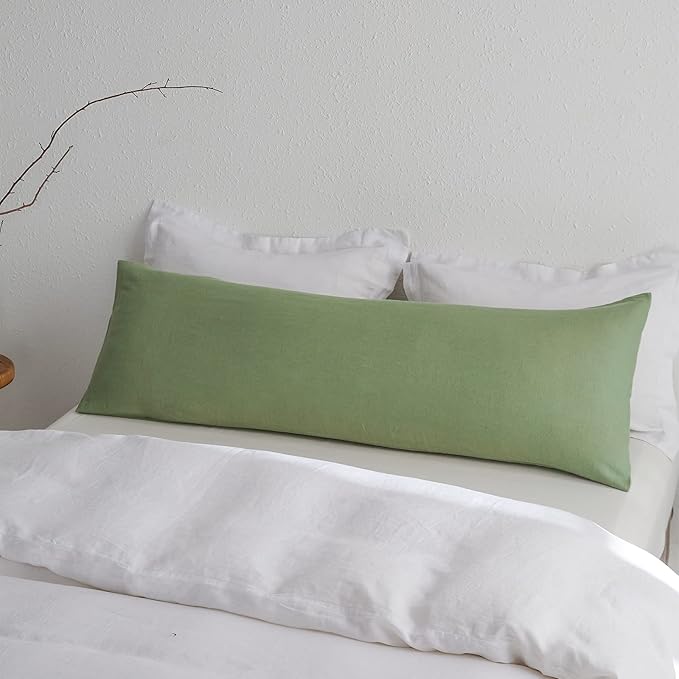 Simple&Opulence Body Pillow Cover 20" x 54",100% Pure Linen, Ultra Soft and Breathable, Body Pillowcase with Envelope Closure for Adults (Sage Green)