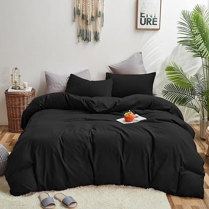 KAREVER Black Comforter Set Twin Dark Color Theme Bedding Set Girls Soft Bed Blanket Set Boys Breathable Lightweight Quilts Set Twin Size