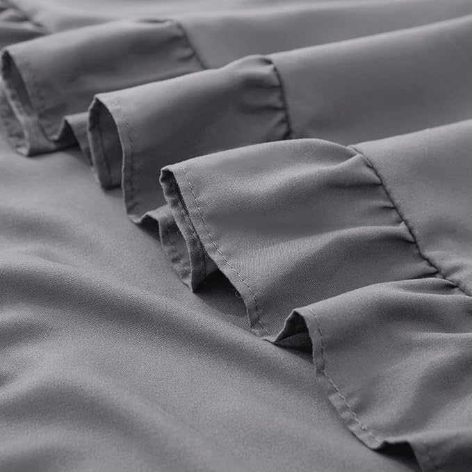 KKJIAF Ruffle Pillow Cases King Size Set of 2, Ruffled Pillow Covers with Envelope Closure, Wrinkle Resistant Ruffled Pillow Shams 20" x 36", Grey