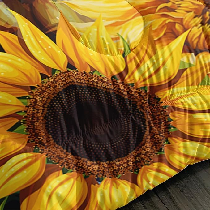 Deer Bedding Sets for Kids Boys Girls Room Decor,Hunting Themed Forest Sunflower Bedding Comforter Sets,Western Comforter Sets Woodland Camo Queen Bedding Set with 2 Pillowcases.