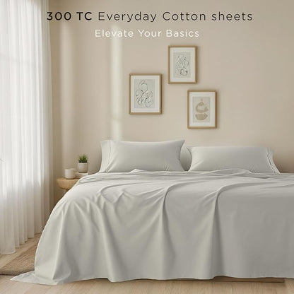 Threadmill Cotton Twin XL Sheet Set | 100% Cotton Sheets for Twin XL Size Bed | Solid Sateen Twin XL Bed Sheets Set with 16” Deep Pocket | Soft Breathable 3-Piece Cooling Sheet Set | Light Grey