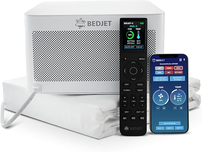 BedJet 3 Climate Comfort for Beds, Cooling Fan + Heating Air Bundle with Cloud Sheet (Queen/Full Size Sheet)