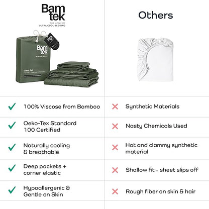 Viscose Bamboo Bed Sheets Full Sizes 4PC Set - Cooling Bedding for Hot Sleepers with Moisture Wicking Technology - Silky Soft 16 Inch Deep Pocket - Moss 54"x75"