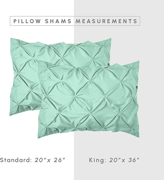 Elegant Comfort 8-Piece Pinch Pleated Comforter Set - All Season Complete Bed in a Bag, Includes 4pc Smart Sheet Set, Bed Skirt, Comforter, Matching Pillowcases and Shams, Full/Queen, Mint Green