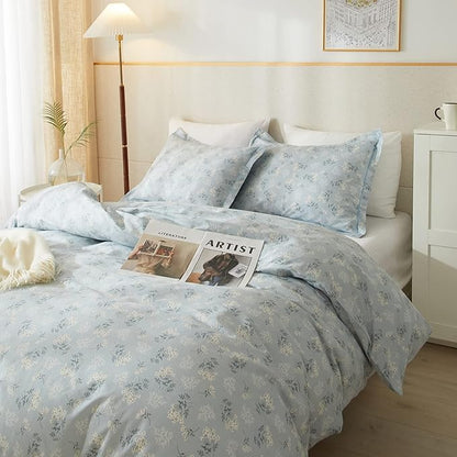 HighBuy Farmhouse Floral Comforter Sets Full Blue Floral Bedding Comforters for Full Size Bed,Comfy Soft Cute Flower Full Comforter Set for Women Girls Botanical Flowers Bedroom Collection, HBCOM49-F