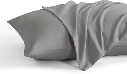 NTBAY Queen Pillow Cases Set of 2, 2 Pack Brushed Microfiber 20x30 Pillow Cases, Soft, Wrinkle, Fade, Stain Resistant Smoke Grey Pillow Cases with Envelope Closure, 20x30 Inches, Smoke Grey