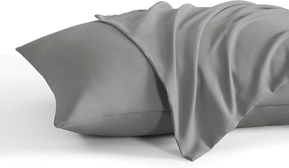 NTBAY King Pillow Cases Set of 2, 2 Pack Brushed Microfiber 20x40 Pillow Cases, Soft, Wrinkle, Fade, Stain Resistant Smoke Grey Pillow Cases with Envelope Closure, 20x40 Inches, Smoke Grey