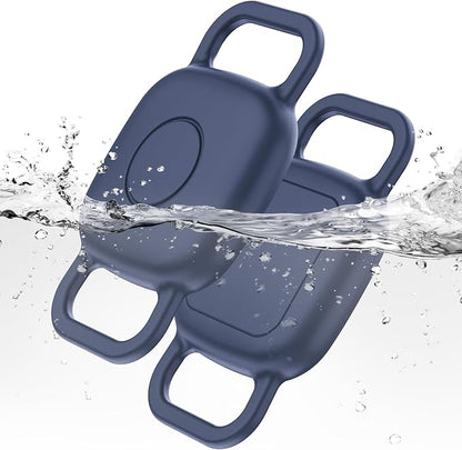 Waterproof Dog Collar Holder for Life360 Tile Mate Tracker, 2-Pack Durable Silicone Cover, Anti Lost for Life 360 Tile Tracker Case for Cat & pet Collars, Easy Installation, Lightweight, Navy Blue