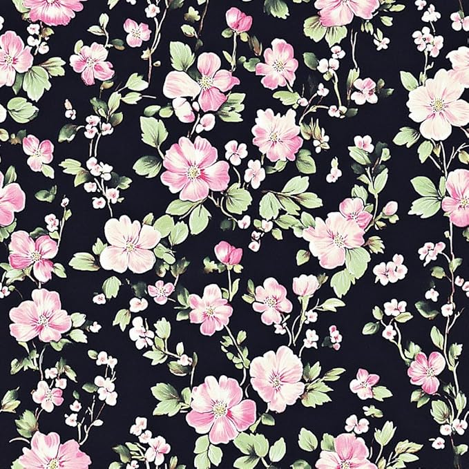 Girls Black Pink Bedding Sets, 7Pcs Full Size Bed in a Bag, Cottage Flowers Leaves Comforter Sets with 1 Comforter 79"x 90", 2 Pillowcases, 1 Fitted Sheet, 1 Flat Sheet, 2 Pillow Shams