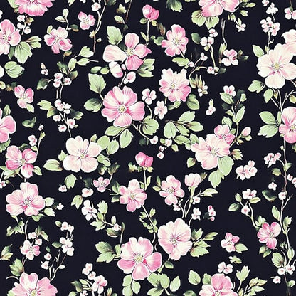 Adults Cottage Black Pink Flowers Comforter Set for All Seasons, 2Pcs Vintage Twin Size Floral Comforter Set, Soft Microfiber (1 Comforter 68" x 90" and 1 Pillowcase) for Girls Room Decor