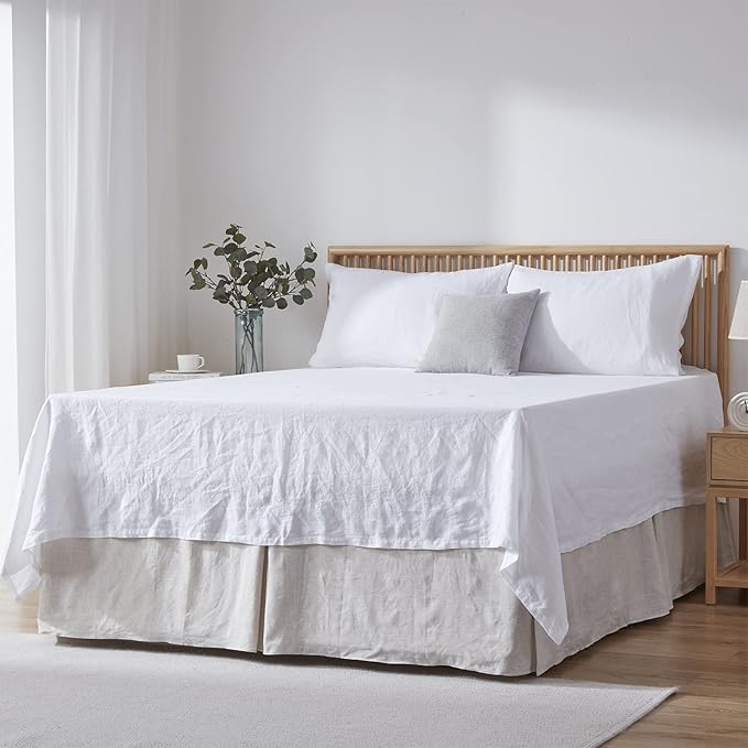 Simple&Opulence Premium Linen Bed Skirt Basic Style 18 inch Tailored Drop Dust Proof Easy Fit Breathable (18'' Basic-Linen, Twin)