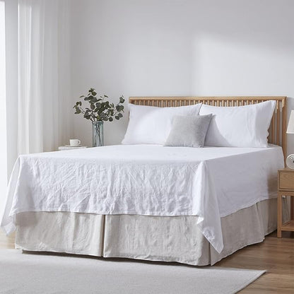 Simple&Opulence Premium Linen Bed Skirt Basic Style 18 inch Tailored Drop Dust Proof Easy Fit Breathable (18'' Basic-Linen, Twin)