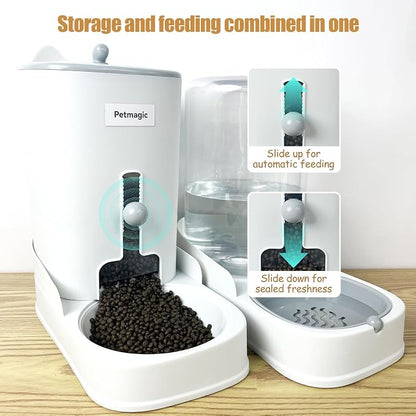 Gravity cat Feeder by Petmagic is a 3.6L Large-Capacity cat Food and Water Bowl Set. This Two-piece Set is Suitable for pet Feeding, Including Small and Medium-Sized Dogs, Kittens.