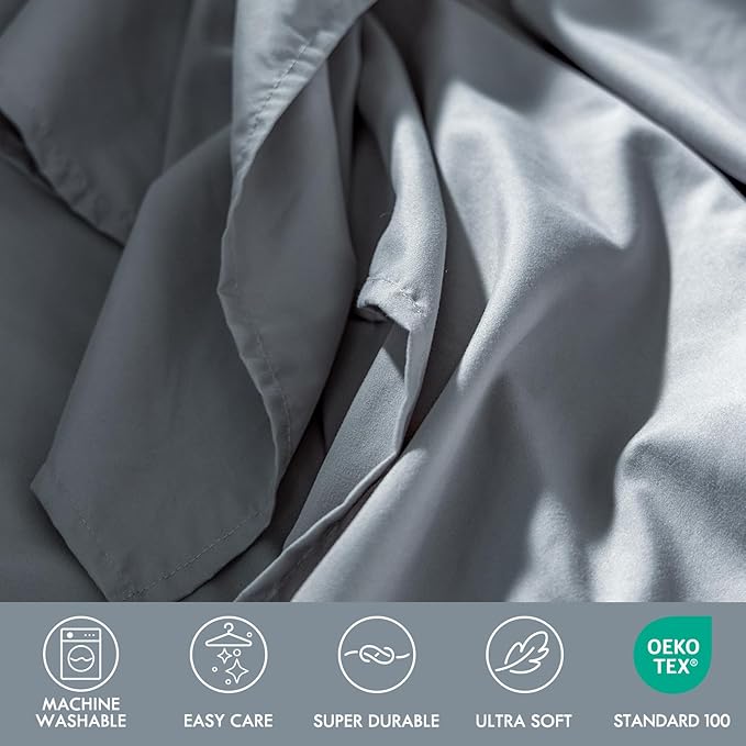 ClevaHome King Size Sheet Set - 6 Piece Soft Breathable Luxury Bed Sheet Set - Shrinkage & Fade Resistant Embroidered Bedding Sheet with Deep Pocket, 2 Extra Pillowcases (King, Quarry)