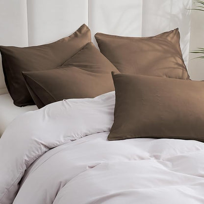 ZPECC Pillow Cases Queen Size Set of 12, 20x30 Envelope Closure Pillowcases, Soft Plain Brushed Microfiber Covers Hypoallergenic Breathable, Brown