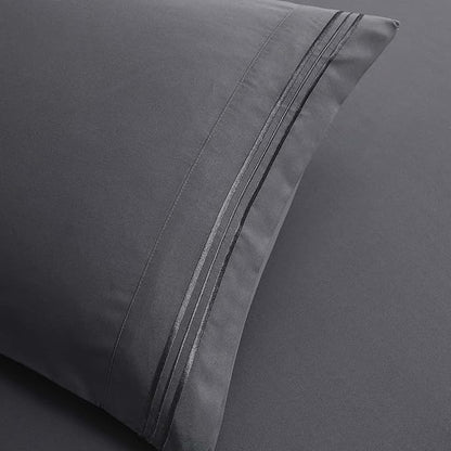 Clara Clark Cal King Sheets, 6 Piece Set - Hotel Luxury Sheets for Cal King Size Bed, Super Soft Bedding Set, Cal King Size, Charcoal Gray