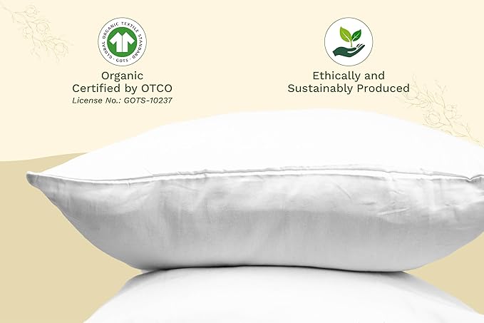 Organic Cotton White Standard Pillowcases - Set of 2, 21"x30", 100% GOTS Certified Organic Cotton, Cool, Crisp, Hypoallergenic, All-Natural, Luxurious, Pure White Pillowcases (Standard, Set of 2)