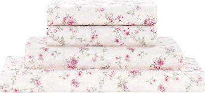 Modern Threads 4-Piece Ultra Soft Microfiber Bed Sheets Set, Wrinkle Free Sheets with Deep Pockets Fitted Sheet, Flat Sheet & Pillowcases, Lightweight Breathable Bedding, Floral Rose, Full