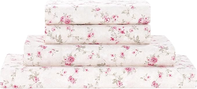 Modern Threads 4-Piece Ultra Soft Microfiber Bed Sheets Set, Wrinkle Free Sheets with Deep Pockets Fitted Sheet, Flat Sheet & Pillowcases, Lightweight Breathable Bedding, Floral Rose, Queen