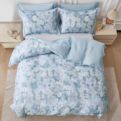 OAITE Duvet Cover Set Twin Size Oil Painting Pattern Ultra Soft 100% Cotton Duvet Cover Sets 3-PC, Breathable Duvet Cover with Zipper Closure & Corner Ties