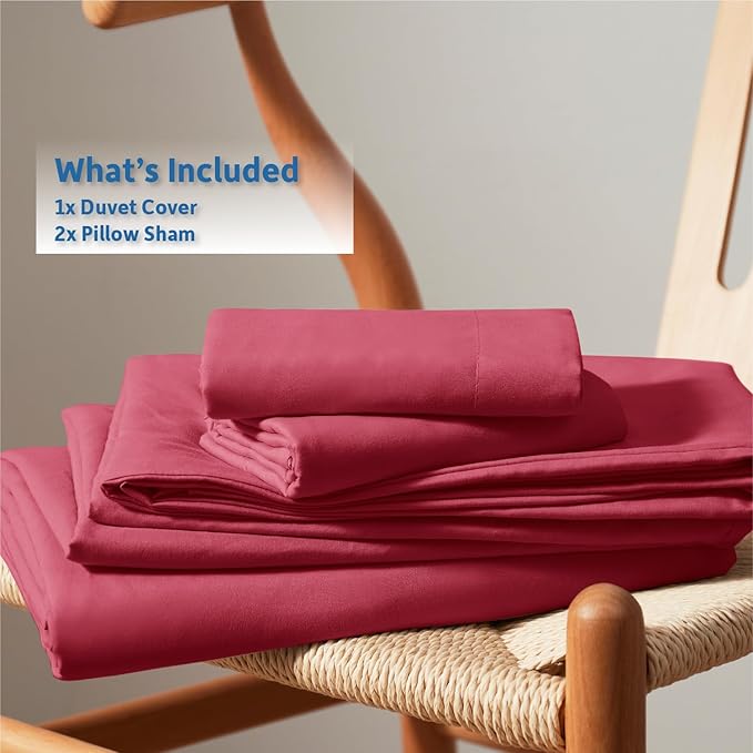 Nestl Burgundy Red Duvet Cover Queen Size - Soft Double Brushed Queen Duvet Cover Set, 3 Piece, with Button Closure, 1 Duvet Cover 90x90 inches and 2 Pillow Shams