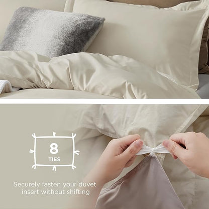 Bedsure Duvet Cover Twin/Twin XL Size - Soft Double Brushed Bedding Set for Kids & Adults, Zipper Closure, 2 Pieces, Includes 1 Duvet Cover (68"x90") & 1 Pillow Sham, NO Comforter, Linen