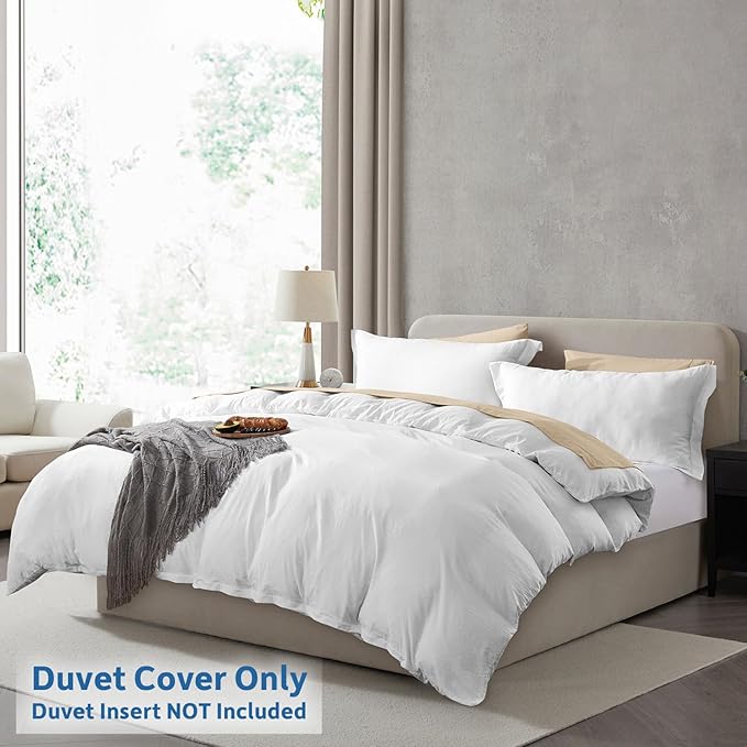 Nestl White Duvet Cover Full Size - Soft Prewashed Full Size Duvet Cover Set, 3 Piece, with Zipper Closure, 1 Duvet Cover 80x90 inches and 2 Pillow Shams - No Comforter
