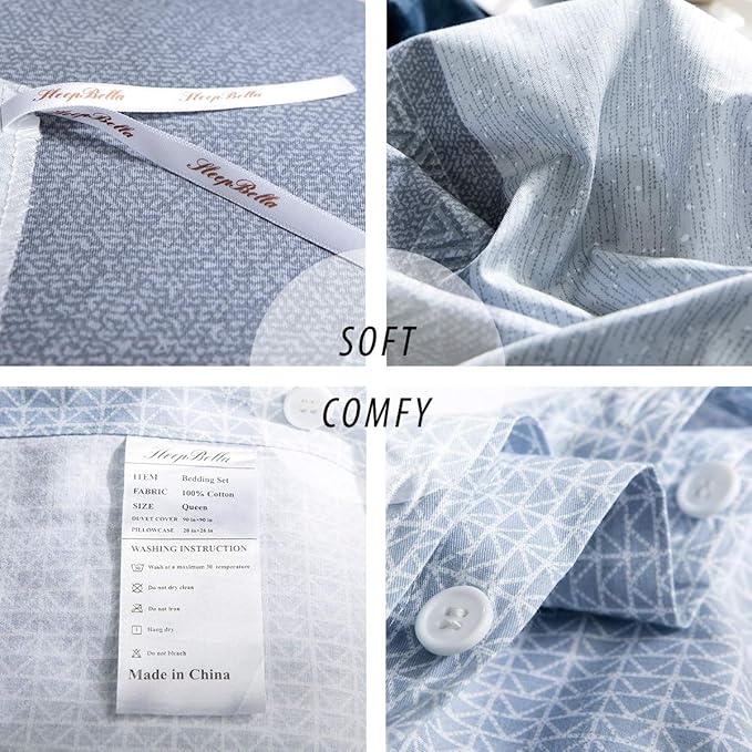 SLEEPBELLA Duvet Cover Set 600 Thread Count Cotton Bedding Set (Full, Greekn-lump)