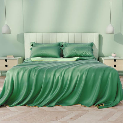 Sheal Cooling Comforter Queen Size 80'' x 90'', Q-Max Rating of >0.4, Double-Sided Cool Tech Comforter & Colors, All-Season Lightweight Blanket to Quickly Cool Down, Watermelon Green