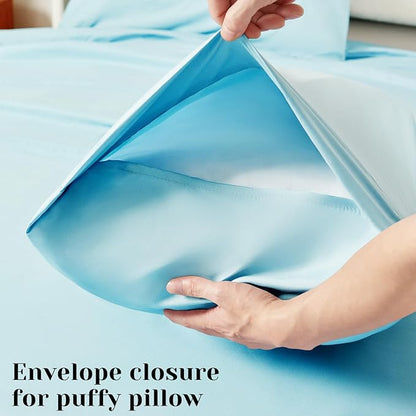 BYSURE 6 Pieces Bed Sheets Set(King, Aqua Blue) - Hotel Luxury Super Soft 1800 Thread Count 100% Microfiber Sheets with Deep Pockets, Wrinkle & Fade Resistant