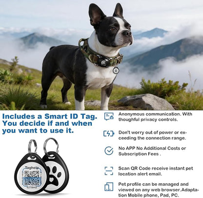 Never Lose Your Dog! AirTag Dog Collar with Waterproof Case | Tactical Collar for Large Dogs Featuring Military Handle & Durable Strap | Secure GPS Tracking for Apple AirTag (Camo, M)