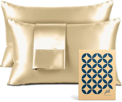 Satin Pillowcase 2 Pack - King Size (20"x40", Ivory) - Silky Pillow Cases for Hair and Skin - Satin Pillow Covers with Envelope Closure - Extra Soft Premium Microfiber