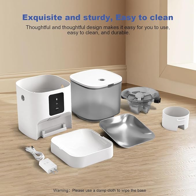 2.4G Automatic Cat Feeder, 4L WiFi Food Dispenser with 10s Voice Recorder, Pet Feeder up to 10 Meals per Day, Timed Cat Feeder with Dry Food Sealed Ring