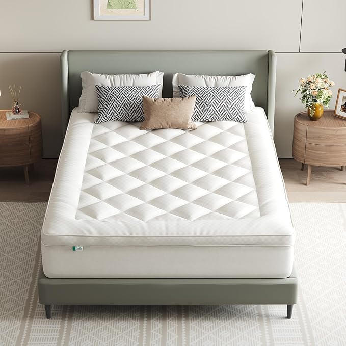 Novilla CL King Mattress Topper, Extra Thick Pillow Top - Overfilled Hotel Luxury Mattress Pad Cover for Back Pain Relief, Breathable Fluffy Down Alternative Fill, 8-21” Deep Pocket,Oatmeal