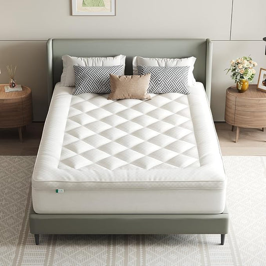 Novilla Full Mattress Topper, Extra Thick Pillow Top - Overfilled Hotel Luxury Mattress Pad Cover for Back Pain Relief, Breathable Fluffy Down Alternative Fill, 8-21” Deep Pocket, Oatmeal