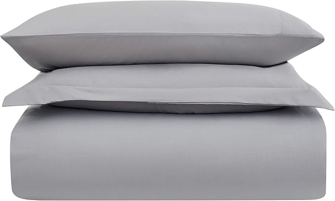 Mellanni Duvet Cover Set - 3 PC Iconic Collection Bedding Set - Hotel Luxury, Extra Soft & Cooling - Microfiber - Button Closure and Corner Ties (Twin, Light Gray)