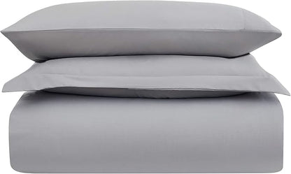 Mellanni Duvet Cover Set - 3 PC Iconic Collection Bedding Set - Hotel Luxury, Extra Soft & Cooling - Microfiber - Button Closure and Corner Ties (Twin, Light Gray)
