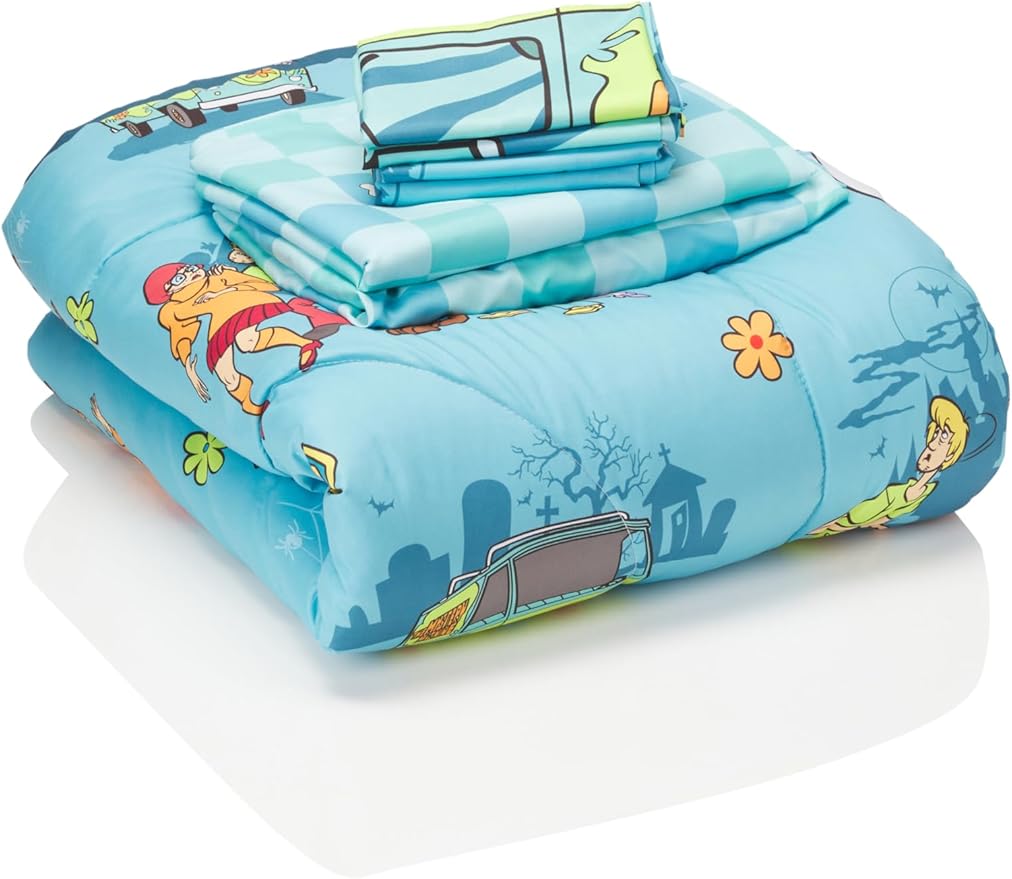 Franco Scooby Doo Scoobtober Bedding 7 Piece Super Soft Reversible Comforter and Sheet Set with Sham, Full, (Officially Licensed Product)