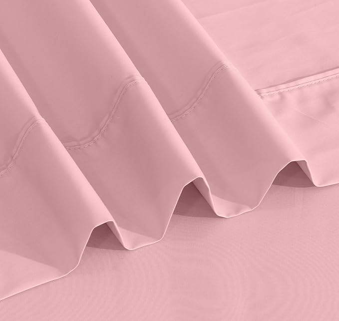 RUVANTI 100% Cotton Sheets – Full Size Percale Bedding, Cooling & Breathable, Durable with a Crisp, Soft & Comfortable Feel, 16" Deep Pocket, 4-Piece Set, Bridal Rose