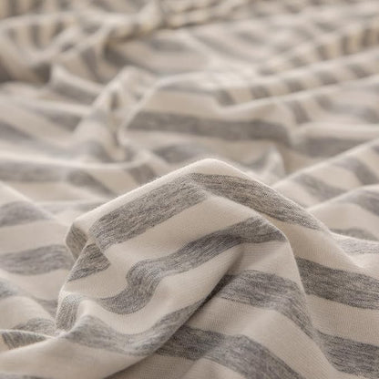 PURE ERA Jersey Knit Pillowcases 100% T-Shirt Cotton Super Soft Comfy Breathable, Set of 2, Standard 20" x 26", Grey & White Stripe