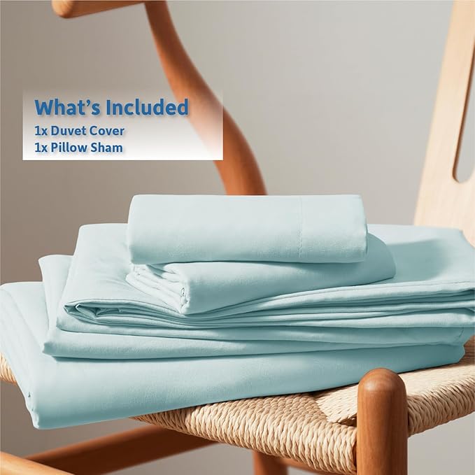 Nestl Twin Duvet Cover Set - Soft Double Brushed Light Blue Duvet Cover Twin/Twin XL, 2 Piece, with Button Closure, 1 Duvet Cover 68x90 inches and 1 Pillow Sham