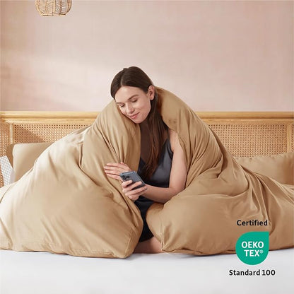 Nestl Twin Duvet Cover Set - Soft Double Brushed Mocha Brown Duvet Cover Twin XL, 2 Piece, with Button Closure, 1 Duvet Cover 68x90 inches and 1 Pillow Sham