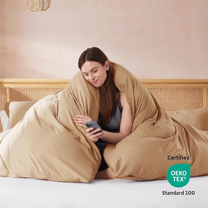 Nestl Mocha Brown Duvet Cover Full Size - Soft Double Brushed Full Size Duvet Cover Set, 3 Piece, with Button Closure, 1 Duvet Cover 80x90 inches and 2 Pillow Shams