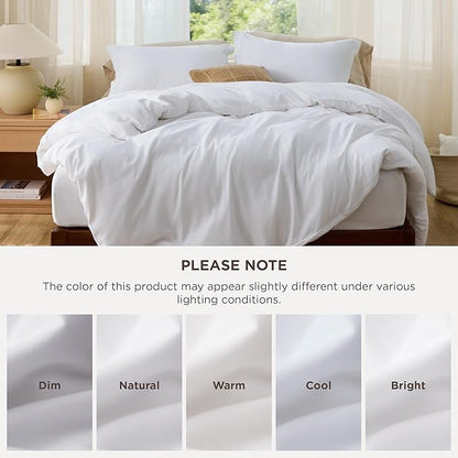 Bedsure Duvet Cover California King Size - Soft Double Brushed Bedding Set for Kids & Adults, Zipper Closure, 3 Pieces, Includes 1 Duvet Cover (104"x98") & 2 Pillow Shams, NO Comforter, White