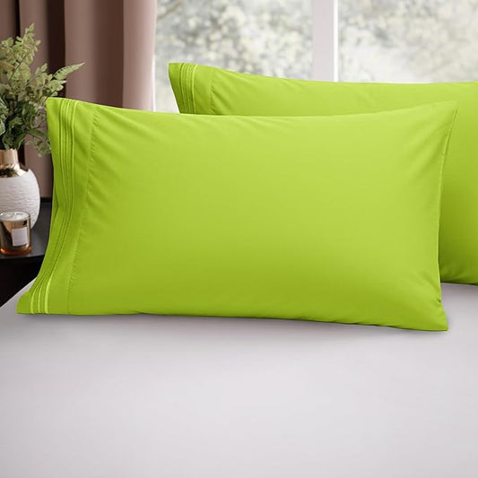 Elegant Comfort Luxury Ultra-Soft 2-Piece Pillowcase Set - 1500 Premium Hotel Quality Microfiber Double Brushed - Wrinkle Resistant, King, Lime