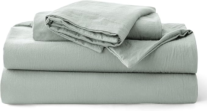 Bedsure 100% Washed Cotton Duvet Cover Queen Size - Sage Green Minimalist Bedding Set Linen Like - PureWoven Plain Simple & Soft Comforter Cover for All Seasons (Sage Green, Queen, 90"x90")