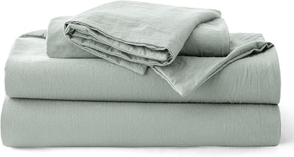 Bedsure 100% Washed Cotton Duvet Cover Queen Size - Sage Green Minimalist Bedding Set Linen Like - PureWoven Plain Simple & Soft Comforter Cover for All Seasons (Sage Green, Queen, 90"x90")